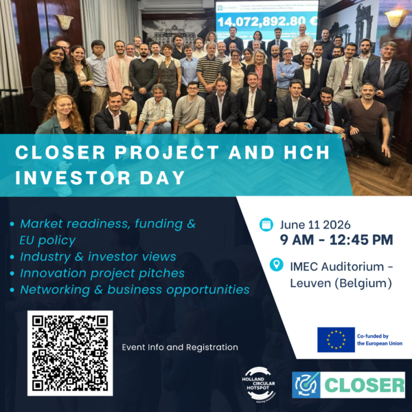 CLOSER Project and Holland Circular Hotspot Investor Day in Leuven (Belgium)